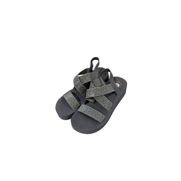 Yellow box Light Gray Grey Rhinestone Strappy Platform Sandals Women’s Size 8.5 - Picture 1 of 8